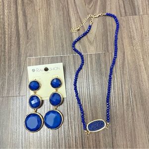 NWT Blue square earring and necklace
